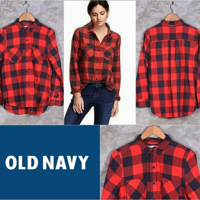 เสื้อเชิ้ต-old-navy-hunter-plaid-shirt-สีแดง