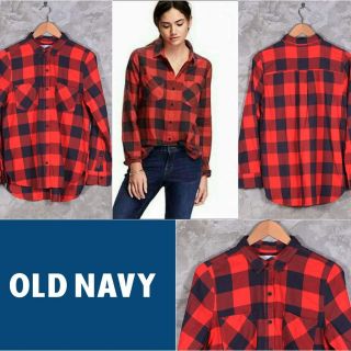 เสื้อเชิ้ต Old Navy Hunter Plaid Shirt สีแดง