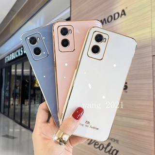 2022 New Casing OPPO A76 A95 A16K เคส Phone Case Electroplating Straight Edge Protective Silicone Soft Back Cover เคสโทรศัพท