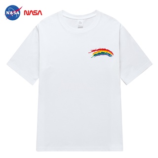 เสื้อยืดอินเทรนด์ผู้ชายอินเทรนด์ผู้หญิงเสื้อยืดคอกลม ผ้าฝ้าย ขนาดใหญ่ พิมพ์ลาย NASA แฟชั่นฤดูร้อน สําหรับผู้ชายS-3XL