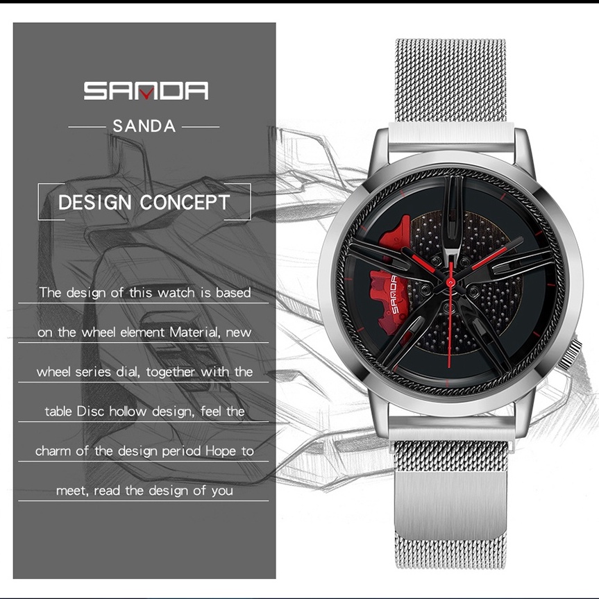 sanda-นาฬิกาข้อมือควอตซ์แฟชั่น-สายแสตนเลส-กันน้ํา-สําหรับผู้ชาย