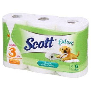 (แพ็ค 6 ม้วน) Scott Extra Super Jumbo Roll Tissue สก๊อตต์® เอ็กซ์ตร้า กระดาษชำระ ความยาว 3 เท่า
