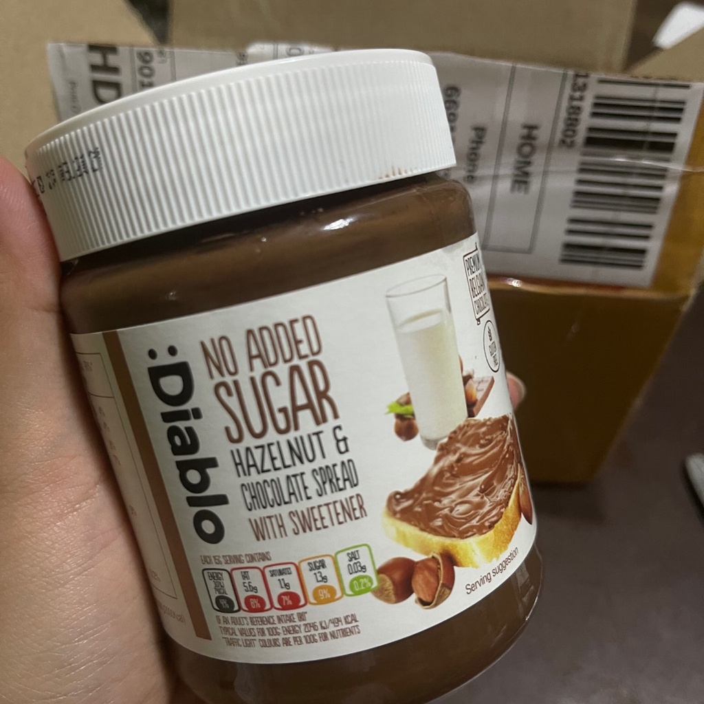ภาพหน้าปกสินค้าDiablo No Added Sugar Hazelnut & Chocolate Spread 350g เดียโบล ช็อกโกแลตทาขนมปังผสมเฮเซลนัท 350 กรัม จากร้าน foodvariety บน Shopee