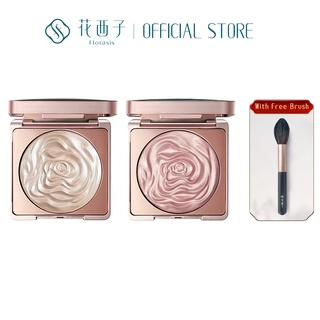 Florasis Peach Blossom Carved Flower Pattern Highlighter Beauty Makeup Face Nose Body shadow powder（Free Brush）