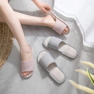 พร้อมส่ง รองเท้าใส่ในบ้านลายเส้นขวาง SIZE 37/38 39/40 มี 2 สีให้เลือก รุ่น YM-4（แนะนำให้ซื้อเพิ่ม1เบอร์)