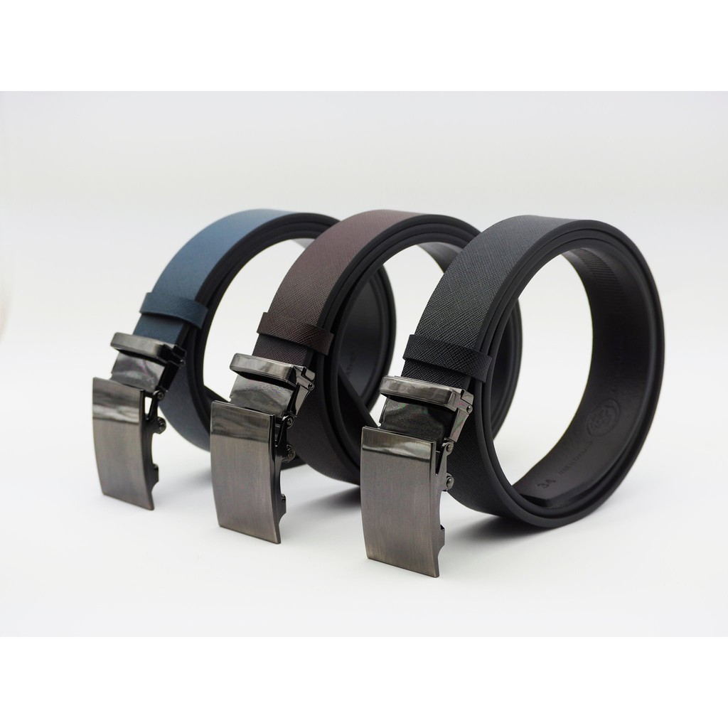 เข็มขัดออโต้ล็อค-autolock-belt-ลายซาฟเฟียโน-หนังวัว-saffiano-leather-เข็มขัดหนังวัว-เข็มขัดผู้ชาย