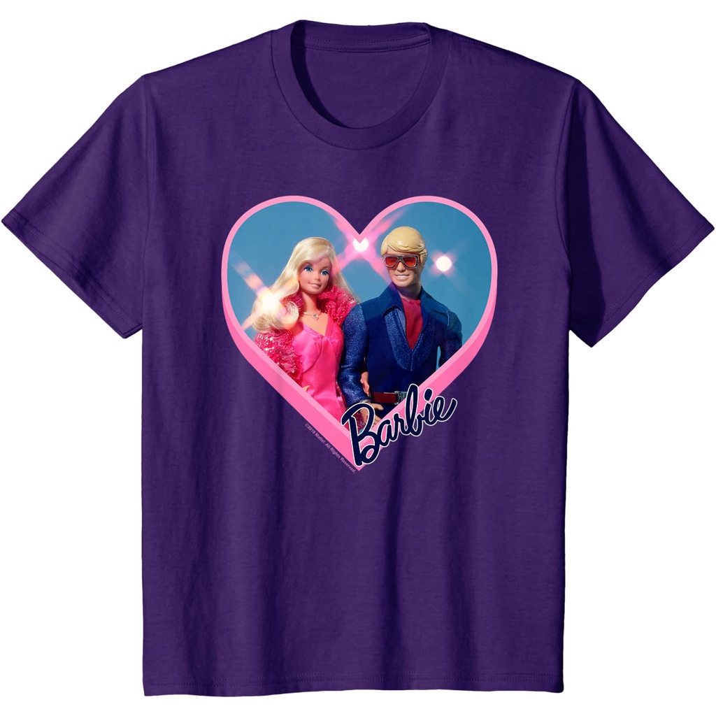 เสื้อยืดโอเวอร์ไซส์เสื้อยืดลําลอง-แขนสั้น-พิมพ์ลาย-barbie-ken-heart-สไตล์เกาหลี-คุณภาพสูงs-3xl