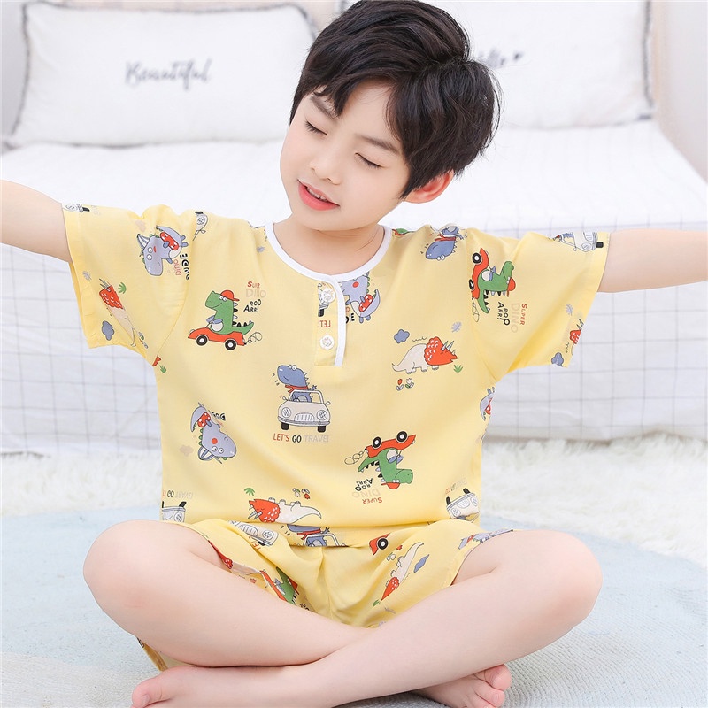 ชุดนอนสําหรับสาวชุดนอนเด็กผู้ชายชุดนอนเด็กเสื้อคลุมอาบน้ําเสื้อผ้าการ์ตูนน่ารัก-akku