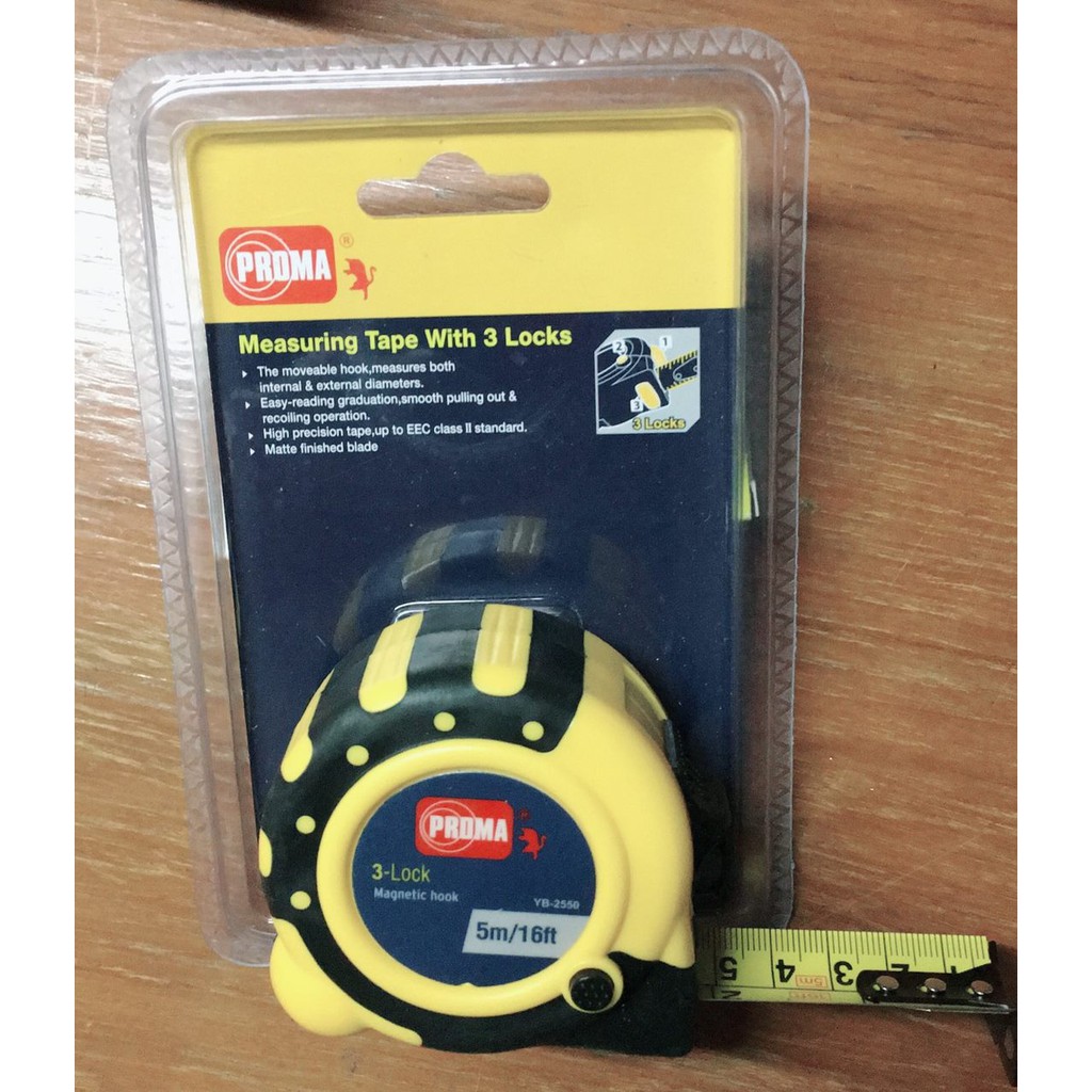 ตลับเมตร PROMA 3-LOCK 5 เมตร ผ่านการตรวจสอบ | Shopee Thailand