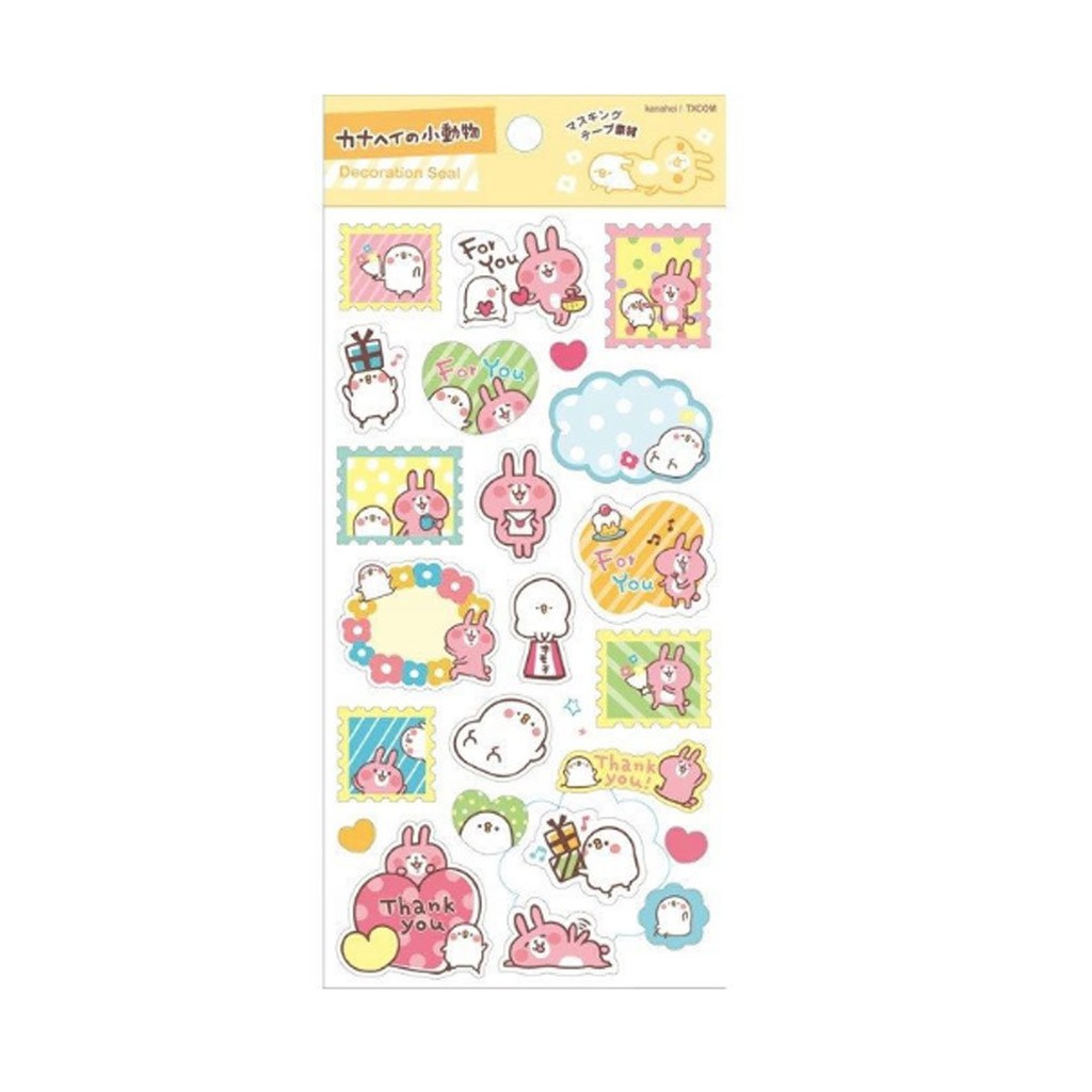 Planche De Stickers Kawaii Piske & Usagi Rose – Import Japon, PET 20x9cm