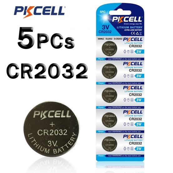 1แผง/5ก้อน PKCELL CR2032 BR2032 DL2032 ECR2032 3V button batteries Cell