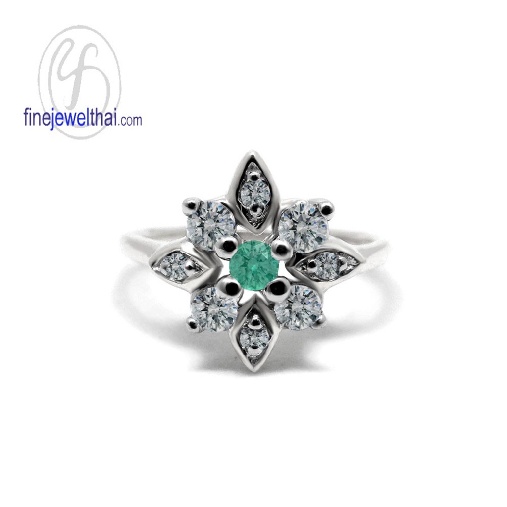 finejewelthai-แหวนมรกต-มรกต-แหวนเงินแท้-แหวนพลอย-แหวนเพชรcz-แหวนเงินแท้-emerald-silver-ring-r1293em