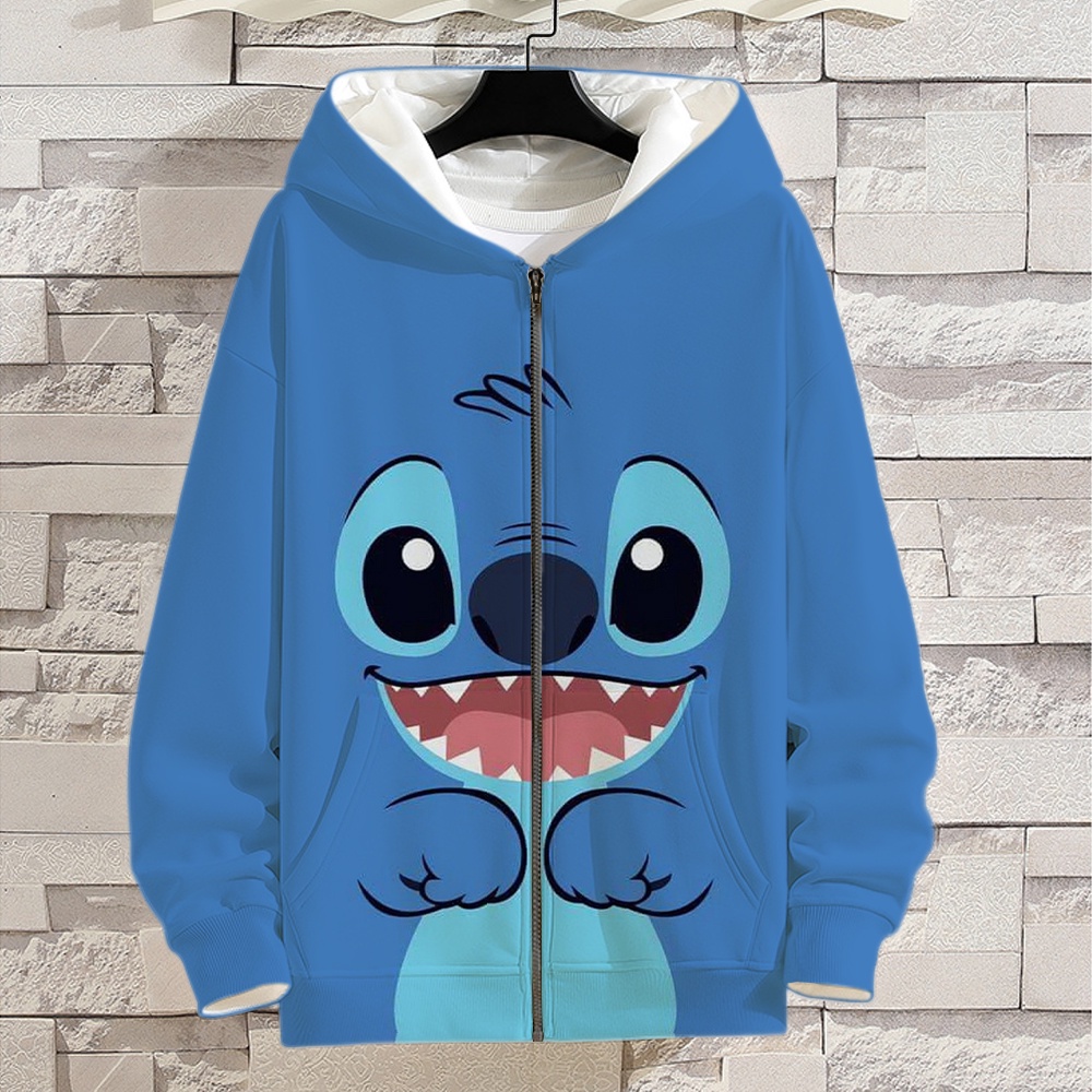 Lilo & Stitch Zip Hoodie Disney Anime Sweatshirts Women Autumn Casual