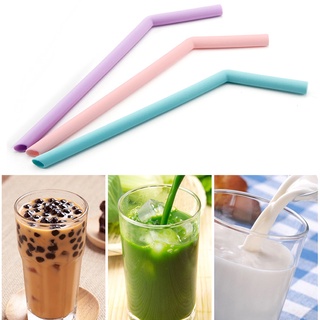 【AG】Portable Juice Beverage Cocktail Reusable Curved Silicone Drinking Straw Pipe