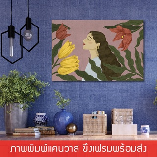 ภาพแต่งบ้าน Girl paint ภาพพิมพ์แคนวาส ภาพพร้อมกรอบลอบ [พร้อมส่ง]