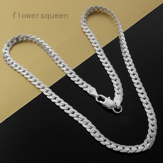 flowersqueen เครื่องประดับแฟชั่นผู้ชายสร้อยคอสายโซ่เชื่อมกว้าง 5 มม.