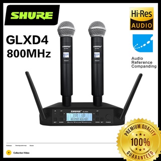 สินค้า SHURE GLXD4 uhf ไมค์โครโฟนไร้สาย ไมค์ร้องเพลง ความถี่การจับคู่อินฟราเรดระยะรับ 100 เมตร โลหะ ไมค์