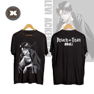 เสื้อยืดโอเวอร์ไซส์เสื้อยืดแขนสั้นพิมพ์ลายการ์ตูน Attack On Titan-Levi Ackerman Plus Size สําหรับทุกเพศวัยS-3XL