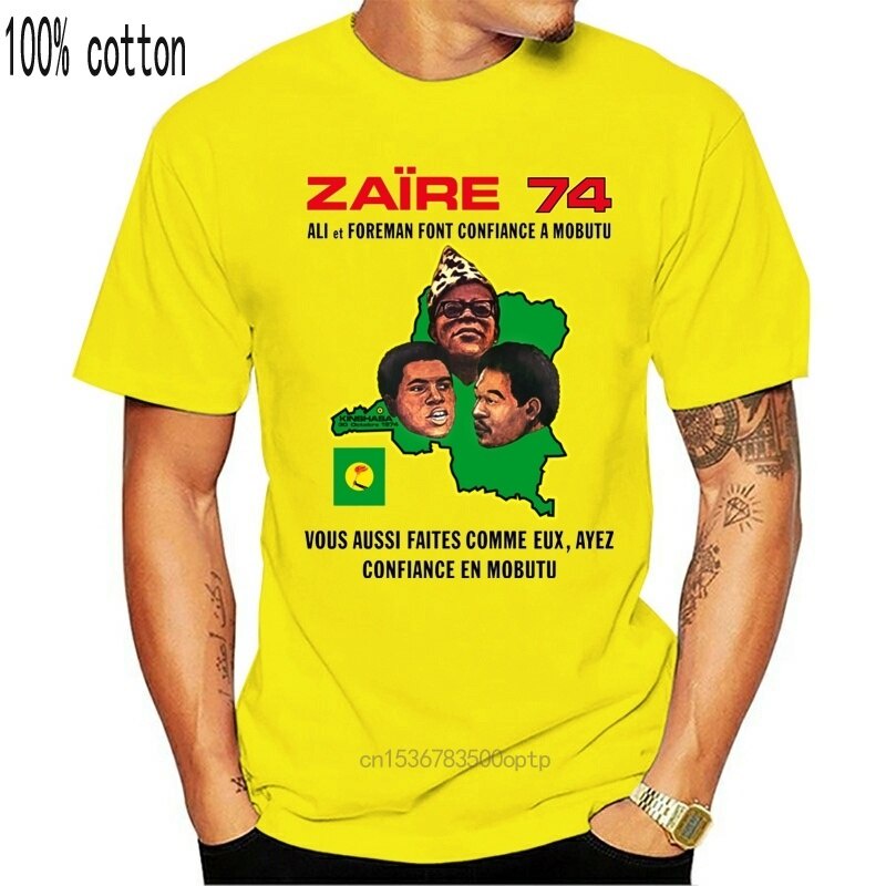 เสื้อยืดชาย-มูฮัมเหม็ดอาลีจอร์จโฟร์แมนzairerumbleinthejungle1974การต่อสู้มวยเย็นความภาคภูมิใจเสื้