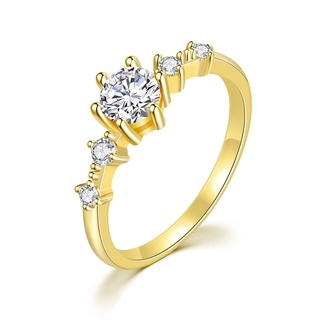 สินค้า Zhouyang(โจวหยาง)แหวนสำหรับผู้หญิงสไตล์ Minimalist หมั้นเงา zircons ไฟคริสตัลสีเหลืองสีทองเครื่องประดับแฟชั่น KCR174