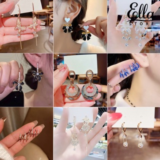 Ellastore123 ต่างหูสตั๊ด รูปผีเสื้อ ประดับโบว์ สไตล์วินเทจ ของขวัญวันเกิด สําหรับผู้หญิง 1 คู่