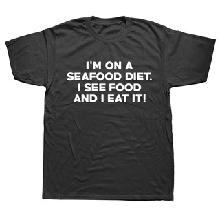 [S-5XL] เสื้อยืด พิมพ์ลาย IM ON A SEAFOOD DIET สําหรับผู้ชาย