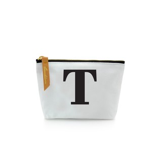 กระเป๋าผ้าลายอักษร ALPHABET  Pouch Coin Bag  WHITE  T