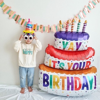 ลูกโป่ง ฟอยล์ เค้กวันเกิด เค้ก ลูกโป่งเค้ก ใหญ่ที่สุด!! เค้ก 3 ขั้น สไตล์เกาหลี