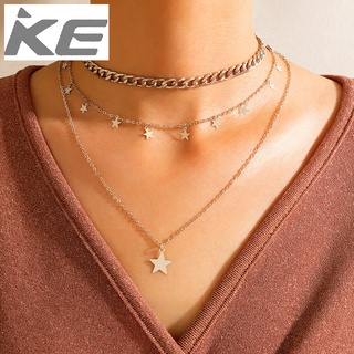 Simple Womens Tassel Star Necklace Necklace Long Pentagram Pendant Silver Necklace for girls