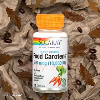 Solaray, Food Carotene with Beta Carotene &amp; Carotenoid Complex, 500 mcg (10,000 IU), 30 Capsules บำรุงสายตา