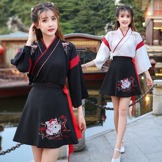 🔥Hot sale~ Hanfu นักเรียนหญิงสไตล์จีน Han องค์ประกอบเครื่องแต่งกายโบราณชุดคอปกชะมดเย็บปักถักร้อยปรับปรุงทุกวันตรงกับกระ