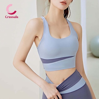 [Crassula] สปอร์ตบรา เสื้อบราโยคะ ดีไซน์ลายพาด มีฟองน้ำถอดออกได้ ผ้ายืดหยุ่น สวมใส่สบาย