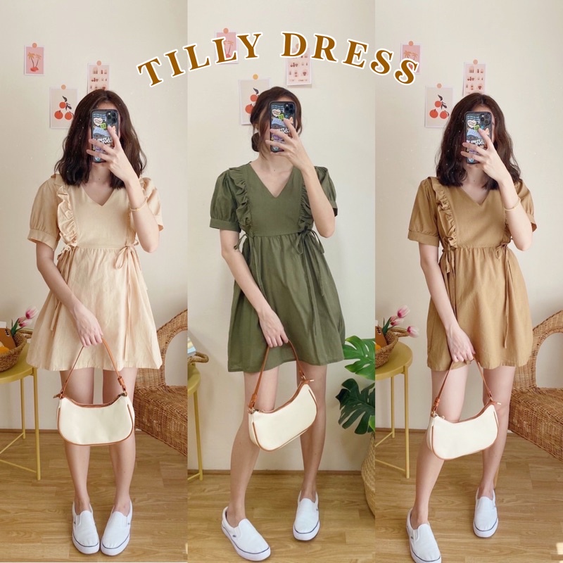 tilly-dress-มินิเดรสผูกโบว์ข้าง