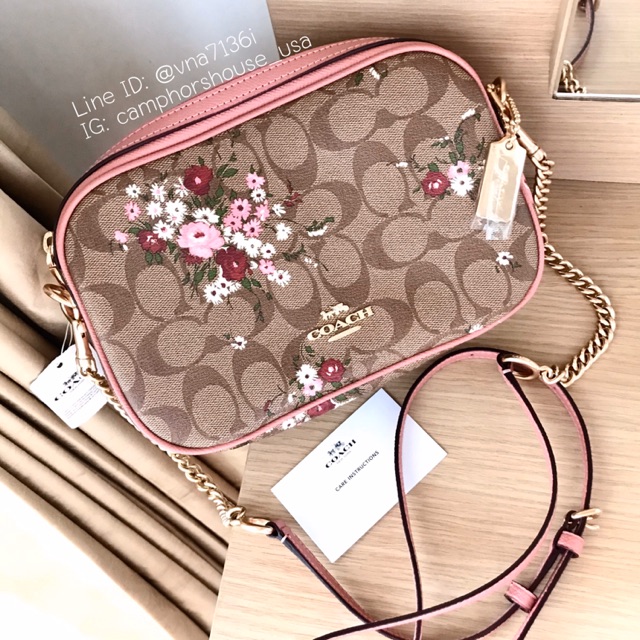 พร้อมส่ง-coach-isla-chain-crossbody-in-signature-canvas-with-floral-bundle-print