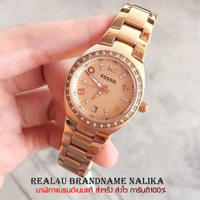 FOSSIL Colleague Rose Dial Rose Gold tone Ladies Watch AM4508 100 Shopee Thailand