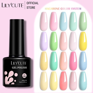 Lilycute ยาทาเล็บเจล กลิตเตอร์ เลื่อม กึ่งถาวร สีชมพู 7 มล. สําหรับตกแต่งเล็บเจล UV