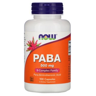 สินค้า Now Foods, PABA, 500 mg [ 100 Capsules ]