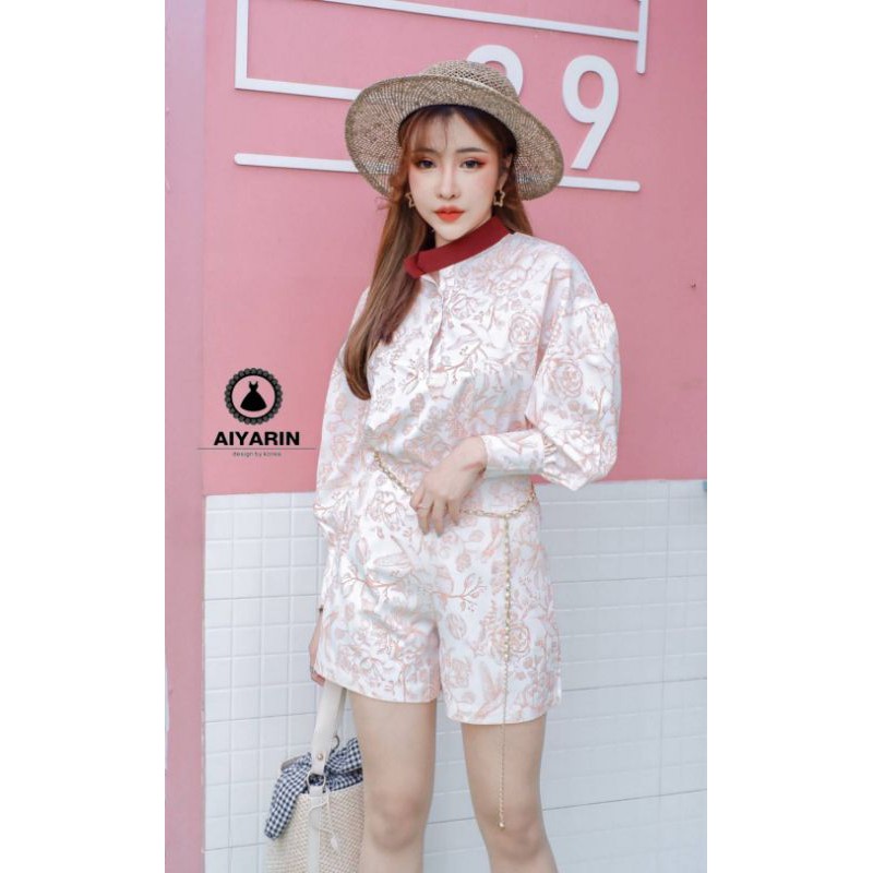 aiyarin-set-เสื้อเชิ้ตแขนยาว-เกงขาสั้น-เข็มขัด