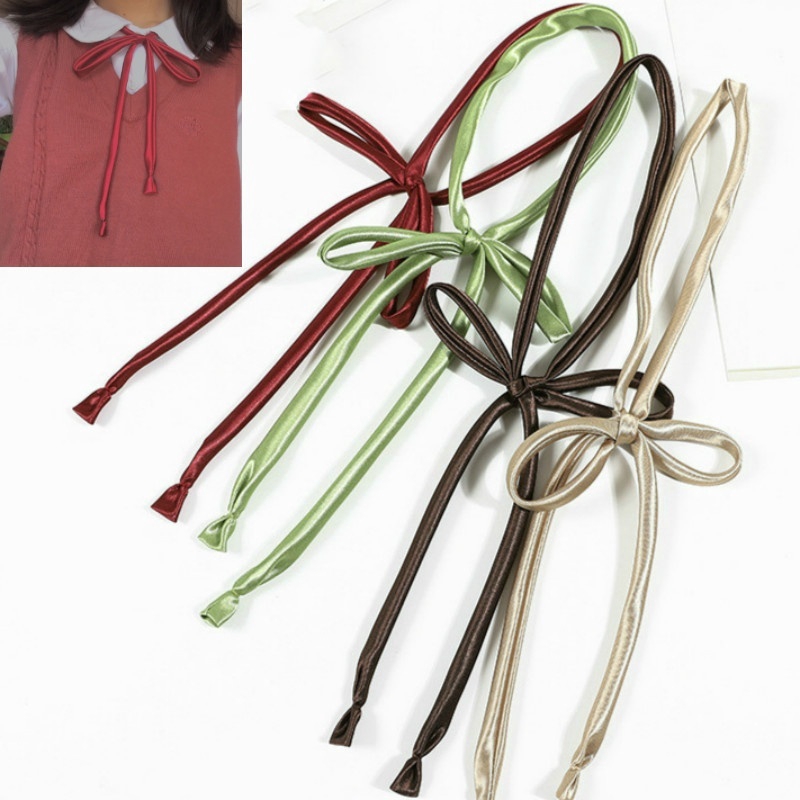 รูปภาพสินค้าแรกของ1pc Japanese Style Cute Solid Color Uniform Bow Tie Rope for Student Girls Uniform Accessories