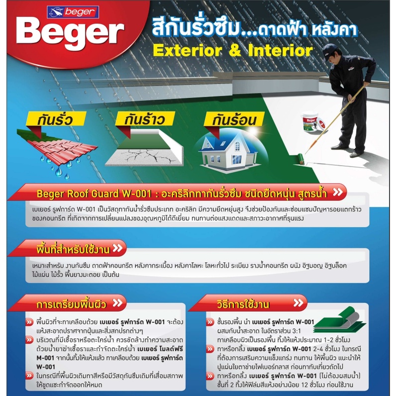 beger-เบเยอร์-รูฟการ์ด-1gl-อะคริลิกทากันน้ำรั่วซึม-w-001-ชนิดยืดหยุ่นเบเยอร์-สูตรน้ำ