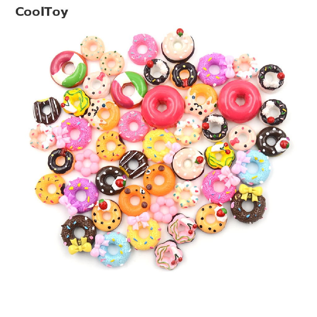 lt-cooltoy-gt-โดนัทเรซิ่นจิ๋ว-diy-สําหรับตกแต่งบ้านตุ๊กตา-10-ชิ้น