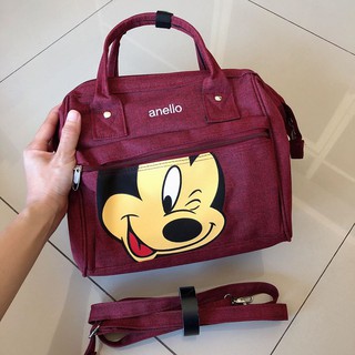 ส่งฟรี! Mickey mouse มิกกี้เมาส์ กระเป๋าสะพายข้าง สีแดง