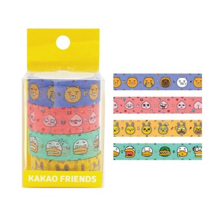 เทป เทปวาชิ Masking Tape เทปตกแต่ง ลาย KAKAO FRIENDS ขนาด 15mm.x5m. #KK917 เทปพิมพ์ลาย (4ม้วน/แพ็ค)