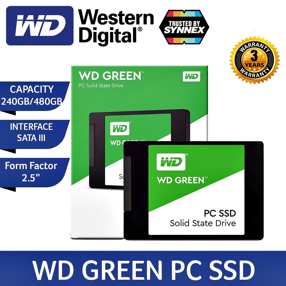 ราคาและรีวิว️SSD ใหม่  ️120GB / 240GB / 480GB / 1TB SSD (เอสเอสดี) WD GREEN SATA III 6Gb/s Warranty 3 - Y