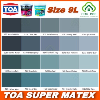 TOA SUPER MATEX สีน้ำอะคริลิกแท้ 100% คุณภาพสูง ฟิล์มสียึดเกาะดีเยี่ยม สีน้ำภายนอกและภายใน สีเทา ขนาด 9 ลิตร