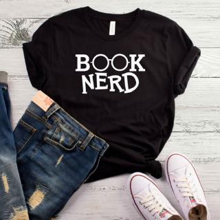 【100% cotton】เสื้อยืดลําลอง ผ้าฝ้าย แขนสั้น พิมพ์ลาย Book Nerd สไตล์ฮิปสเตอร์ สําหรับสตรี