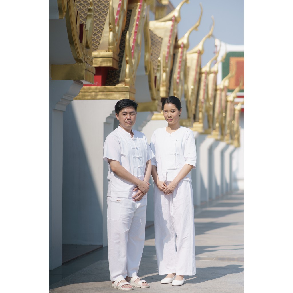 rika-พุทธศิริ-ชุดปฏิบัติธรรมสีขาว-en4028-กางเกง-ใส่ไปวัด-ทำบุญ-ผ้าฝ้าย-ใส่สบาย-en3054-en3055-เสื้อ-ราคา-1ชิ้น