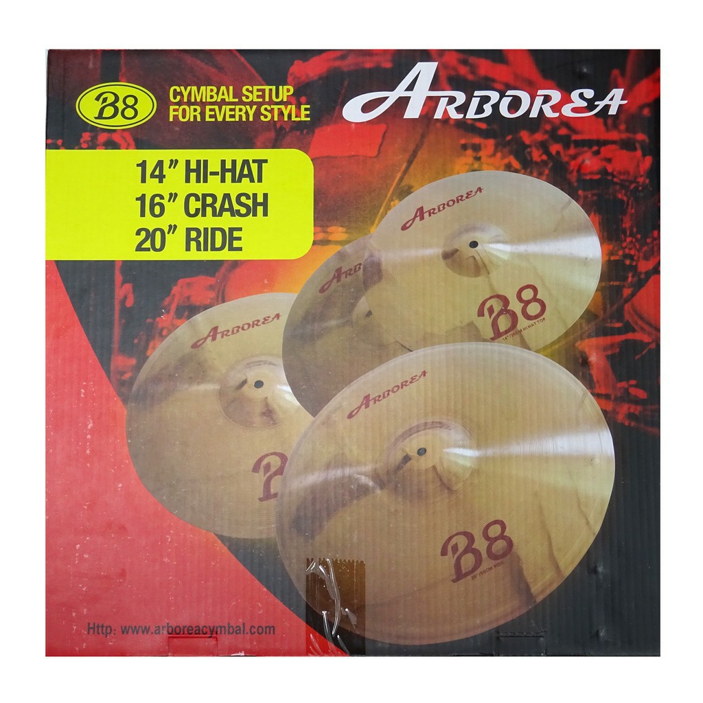 arborea-b8-box-set-แฉ-ฉาบ-ไฮแฮท-14-คู่-crash-16-ride-20-รุ่น-b8-series-แถมฟรีกระเป๋าเก็บของแท้