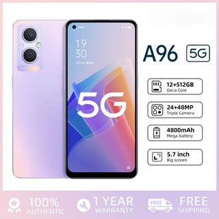 A96 โทรศัพท์มือถือ โทรศัพท์ แรม12GB รอม512GB ของเเท้100% 5G Smartphone โทรศัพท์มือถือราคาถูก การรับประกัน 2 ป