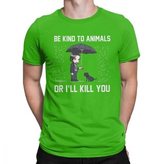 เสื้อยืดผ้าฝ้ายพิมพ์ลาย Yuanl5 [พร้อมส่ง] เสื้อยืดผ้าฝ้าย 100% พิมพ์ลาย John Wick Be Kind Animals Ill Kill You พลัสไซซ์